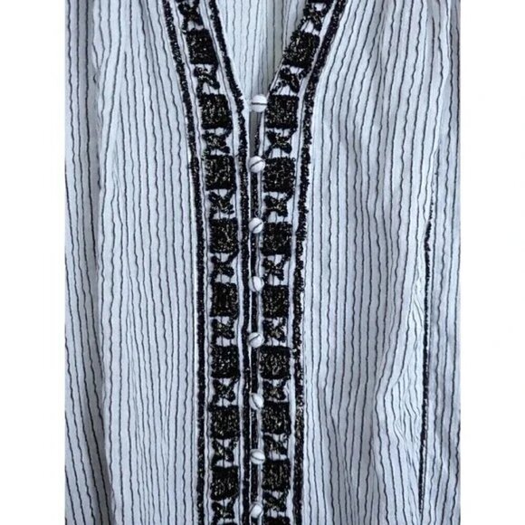 Free People Vagabond Striped Maxi Tunic Top Dress Embroidered Oversized Size S - Picture 6 of 7